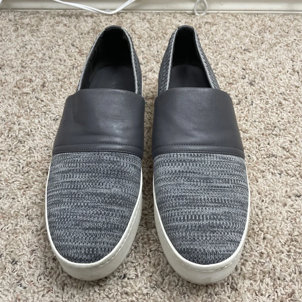 Vince Ward Chunky Platform Knit Shoes Womens 9.5 Gray‎ Slip On Casual Sneaker